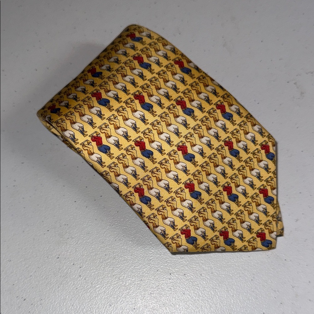 Beaufort Tie Rack‎ Mens Silk Tie Vintage Golfer Novelty Print Made in Italy